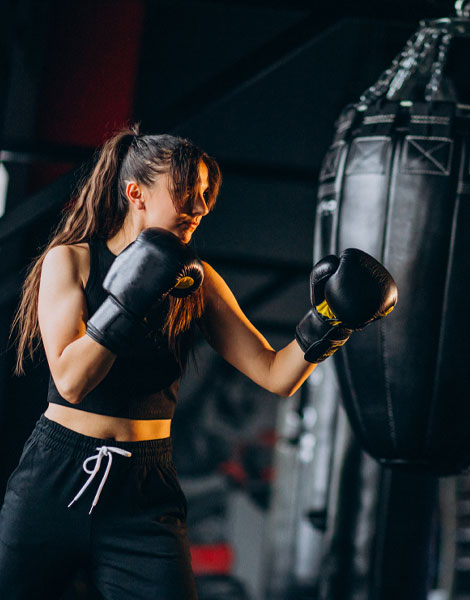 A woman boxing